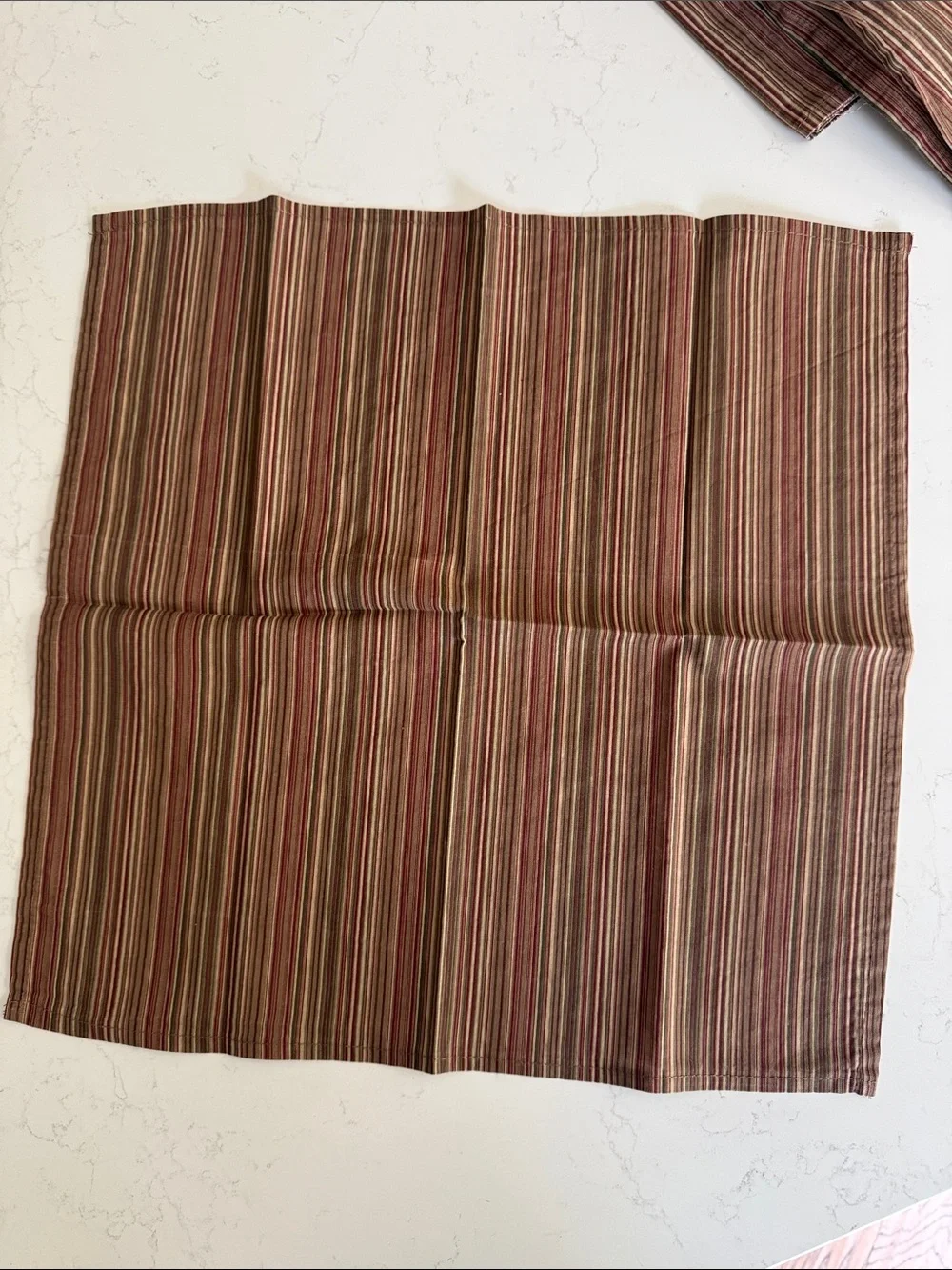 Set of 8 striped fabric table napkins - Earth Tone Stripes - square